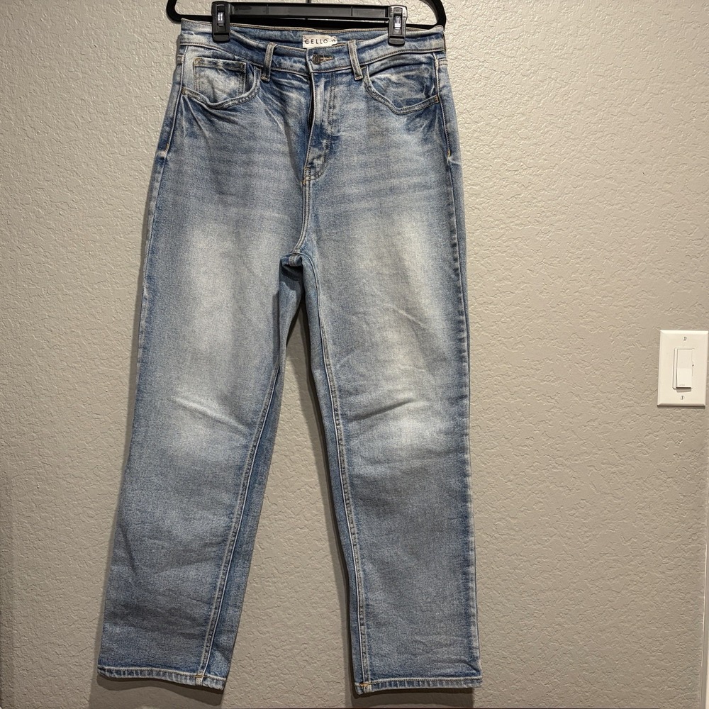 Cello Straight Leg Denim Jeans Light Wash Size 13 Women's High Rise Cotton